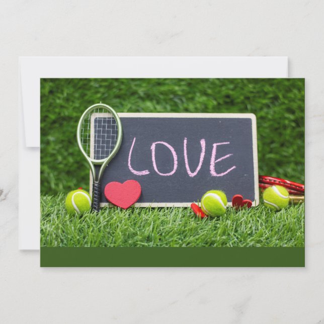 Tennis with LOVE on green grass Holiday Card (Front)