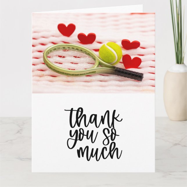 Tennis with racket and balls  thank you card (Front)