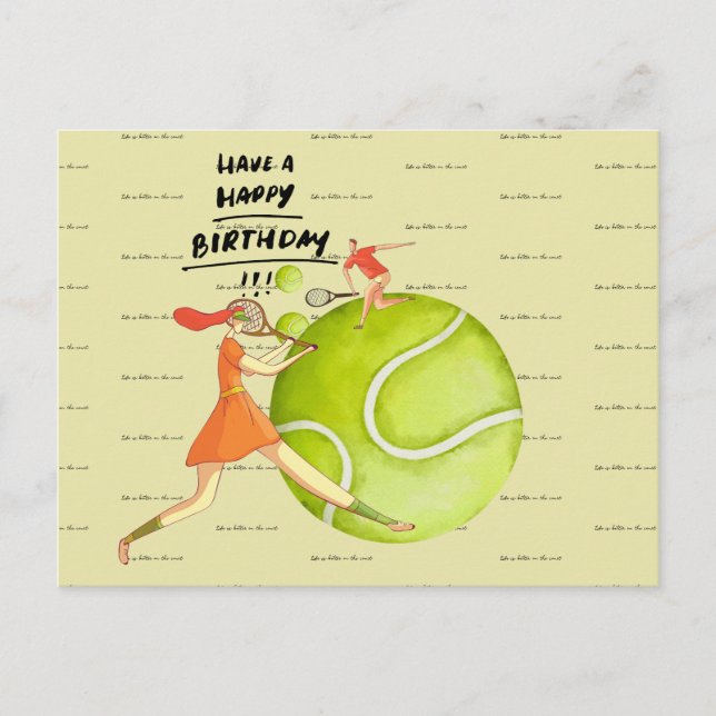 Tennis woman is playing Happy Birthday  Postcard (Front)