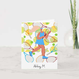 Tennis woman player is playing tennis note card