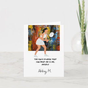 Tennis woman player slogan  note card