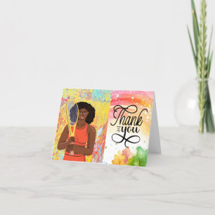 Tennis woman player thank you card