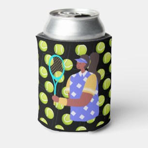 Tennis Woman Player with Balls for party Can Cooler