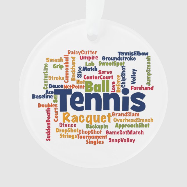 Tennis Word Cloud Ornament (Front)