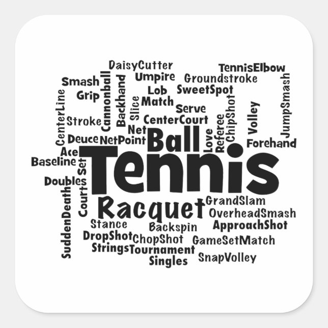 Tennis Word Cloud Square Sticker (Front)