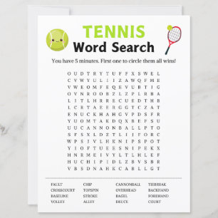 Tennis Word Search Game