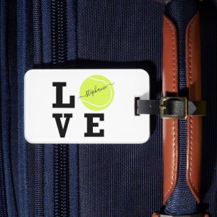 Tennis Yellow Ball Love Name  Luggage Tag
