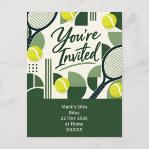 Tennis You’re Invited Geometric Invitation Postcard