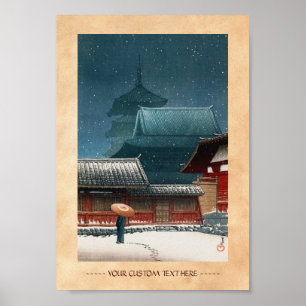 Tennô-ji Temple in Osaka hasui kawase shin hanga Poster