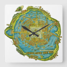 Tenochtitlan Map Wall Clock