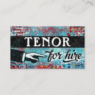 Tenor For Hire Business Cards - Blue Red