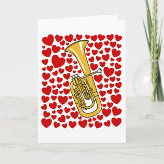Tenor Horn Hearts Valentines Anniversary Card