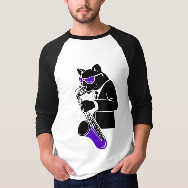 Tenor Sax Cat T-Shirt (Front)
