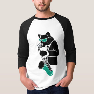 Tenor Sax Cat - Teal T-Shirt