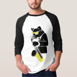 Tenor Sax Cat - Yellow T-Shirt
