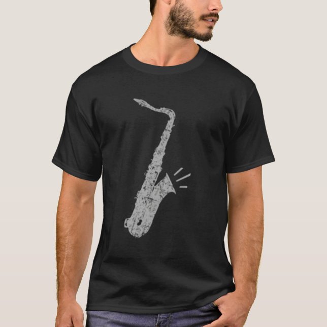 Tenor Saxophone Grey Left Saxophonist Sax T-Shirt (Front)