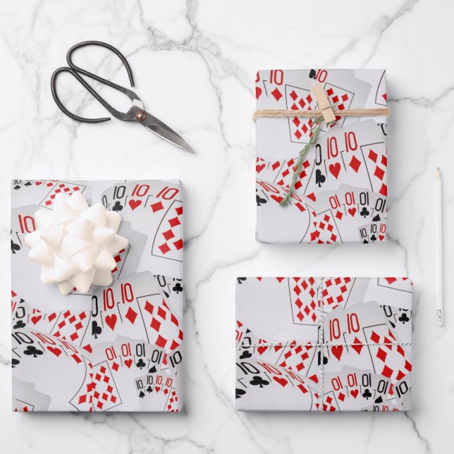 Tens Layered Poker Cards, Gift Wrap Sheets, (Front)