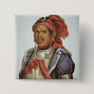 Tenskwatawa (1775-1836) (colour litho) 15 cm square badge