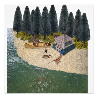 Tent Camping by the River Photo Print