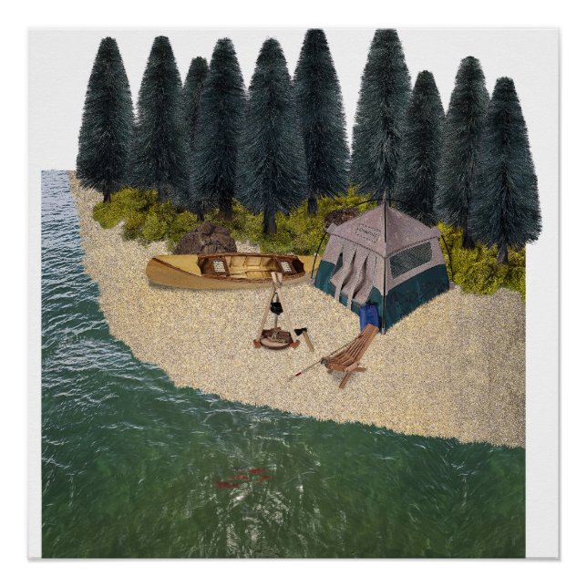 Tent Camping by the River Poster (Front)