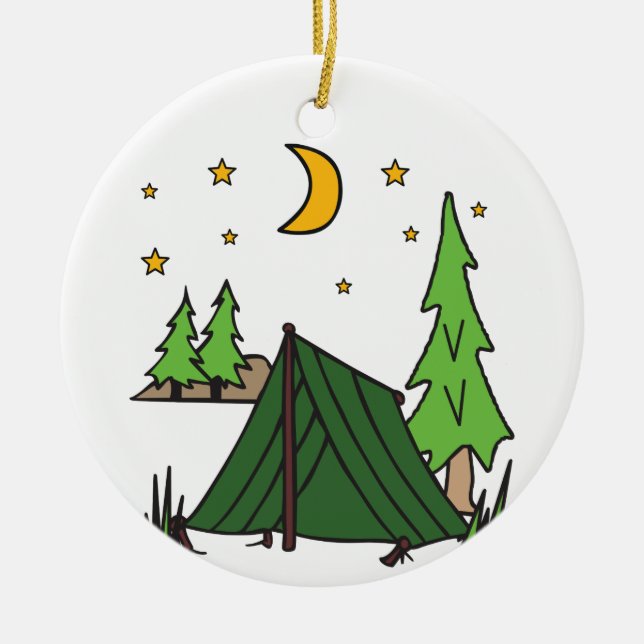 Tent Camping Ceramic Ornament (Front)