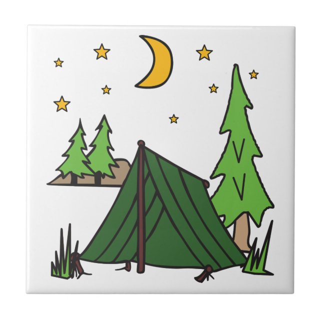 Tent Camping Ceramic Tile (Front)