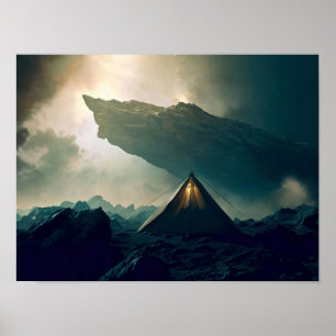 Tent Camping in Deep Space Poster