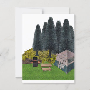 Tent Camping in the Forest Postcard