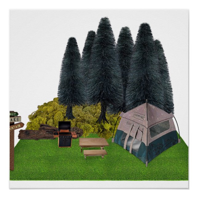 Tent Camping in the Forest Poster (Front)