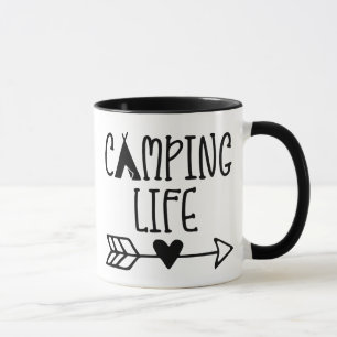 Tent Camping Life Arrow Love Heart  Mug
