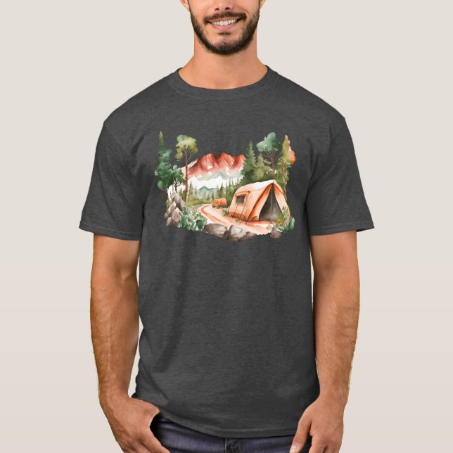 Tent Camping Mountain No Words friends T-Shirt (Front)