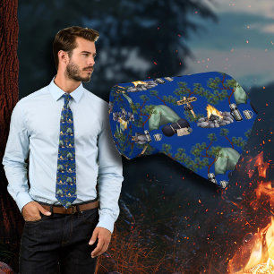Tent Camping Pattern Camper's Neck Tie