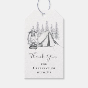 Tent Camping Sketch Wedding Favour Thank You Gift Tags