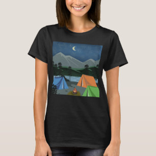 Tent camping under the stars art t-shirt