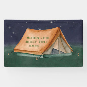 Tent Campout Sleepover Boy Birthday Party Banner