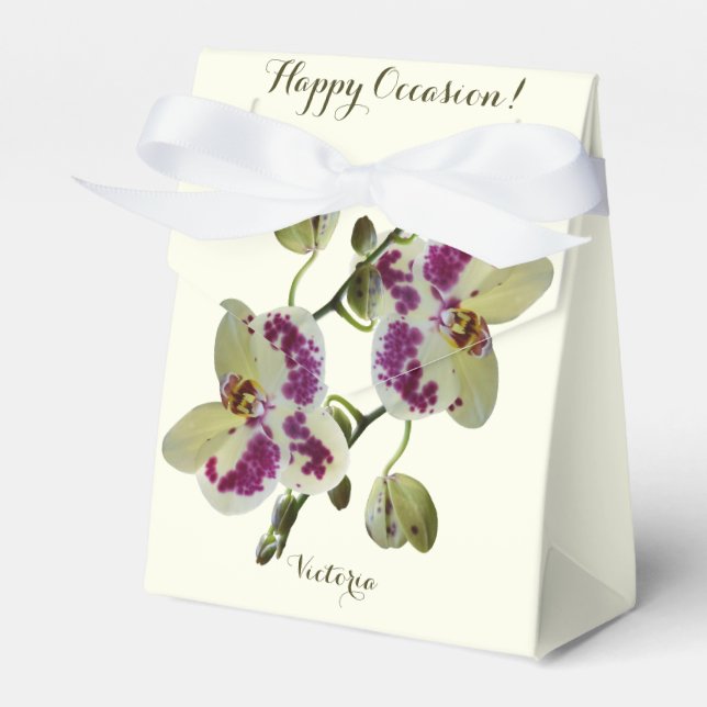 Tent Favour Boxes Rich Pale Yellow Orchids (Front Side)