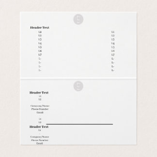 Tent Folded Business Card - Company & Support Info