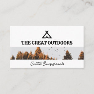 Tent Logo Trees and Birds Business Card