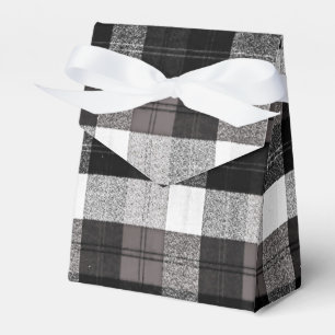 Tent Paper Favour Box Xmas Baffalo Plaid Black Whi