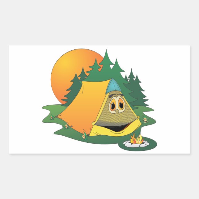 Tent Woods Cartoon Rectangular Sticker (Front)