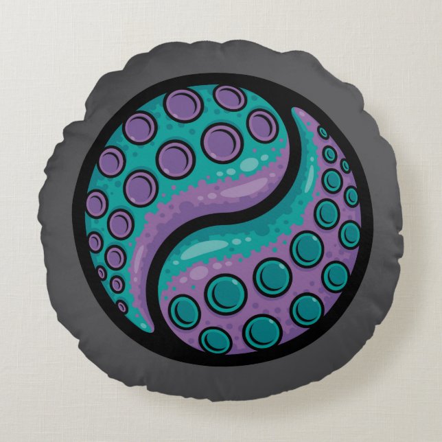 Tentacle Yin Yang Round Cushion (Front)