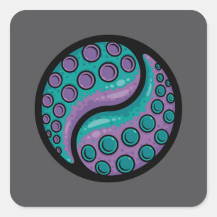 Tentacle Yin Yang Square Sticker
