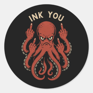 Tentacles of Defiance - Funny Octopus Classic Round Sticker