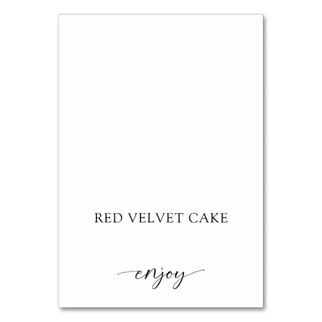 Tented Food Label Wedding Buffet Black White Table Number (Front)