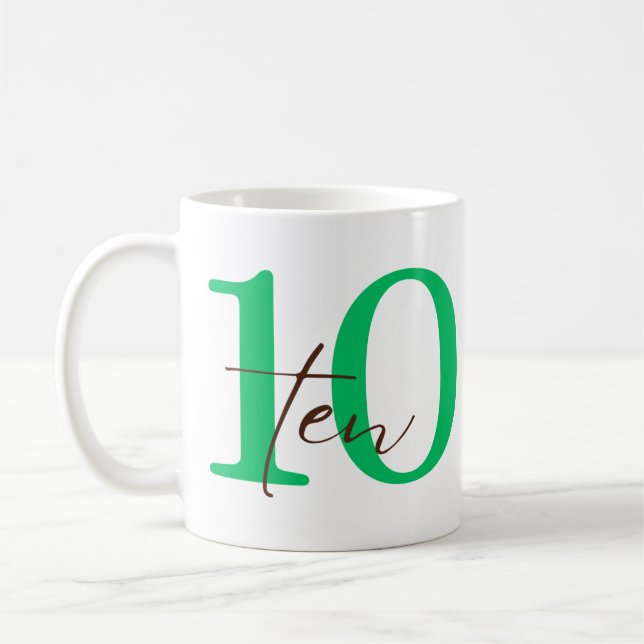 Tenth 10 Year Anniversary with Personalisation Coffee Mug (Left)