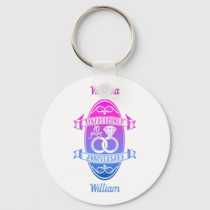 Tenth 10th wedding anniversary TIN ALUMINUM Key Ring