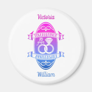 Tenth 10th wedding anniversary TIN ALUMINUM Magnet