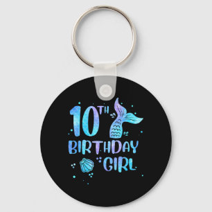 Tenth Birthday Girl Mermaid 10th Toddlers Back to Key Ring