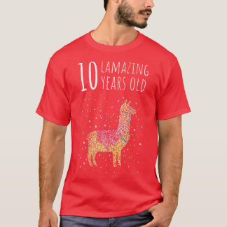 Tenth Birthday Ten 10th Lama Alpaka T-Shirt