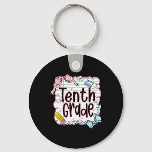 Tenth Grade Back To School For Girls Pink Notebook Key Ring
